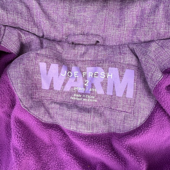 Girls 2T Joe Fresh Puffer Jacket Purple - Picture 2 of 2